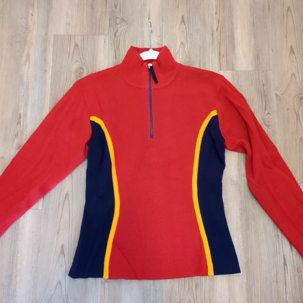 ‼️SALE‼️Obermeyer Vintage Wool Blend Quarter Zip Sweater Ski Top Red Medium